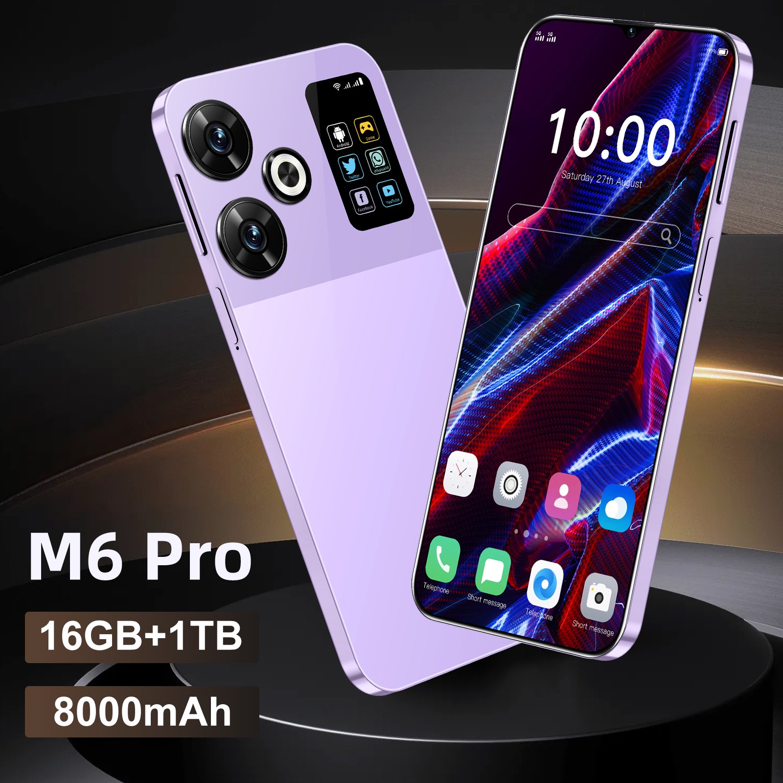 Wholesale Powerhouse 5G M6 Android Phones with Dual SIM 16GB RAM 1TB Storage and Advanced Face & Fingerprint Security